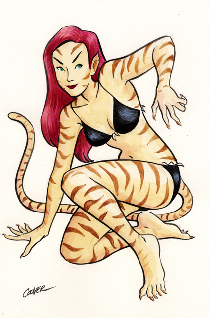 Tigra Apr 7th 2009 by Colleen Media Watercolor Gouache Ink